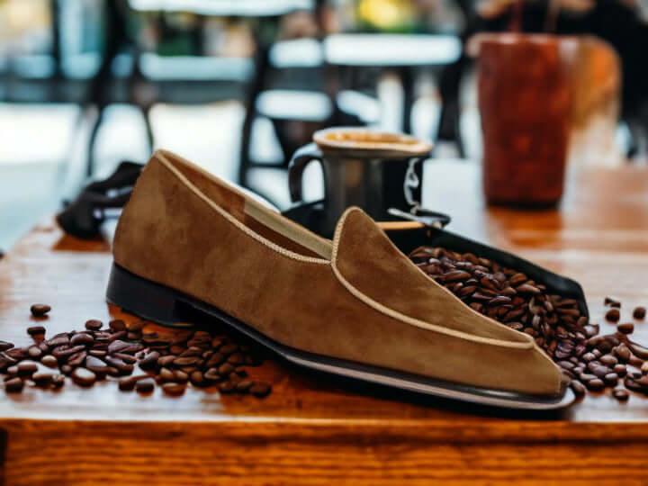 Handmade Brown Suede Shoes, Slip On Loafer Moccasin Shoes, Classic Shoes