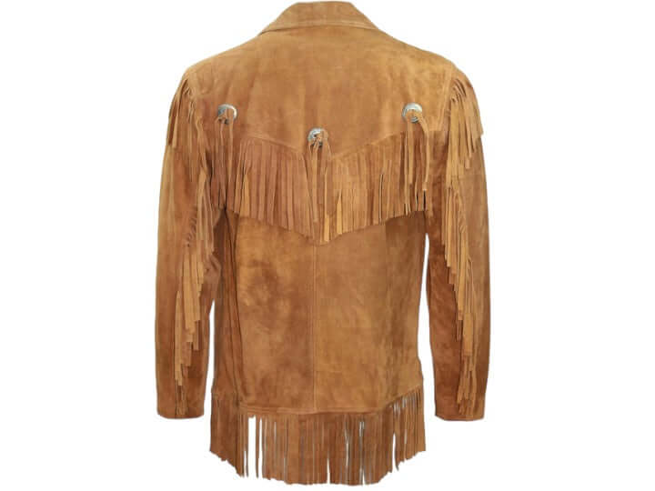 Hand Painted New Stylish Brown Frige Suede Jacket, Western Style Coe Boy Jacket, 