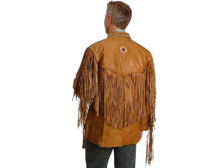 Men's Brown Suede Western Jacket, Suede Jacket , Suede Cowboy Fringe Jacket