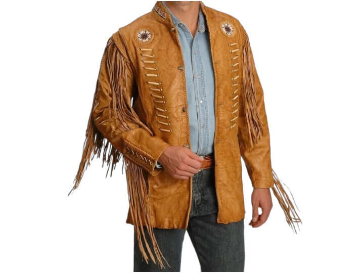 Men's Brown Suede Western Jacket, Suede Jacket , Suede Cowboy Fringe Jacket