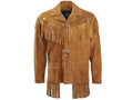 Hand Painted New Stylish Brown Frige Suede Jacket, Western Style Coe Boy Jacket, 