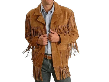 Handmade Brown Western Fringe Suede Jacket, Cow Boy Jacket, Men's Jacket