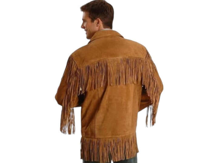 Handmade Brown Western Fringe Suede Jacket, Cow Boy Jacket, Men's Jacket