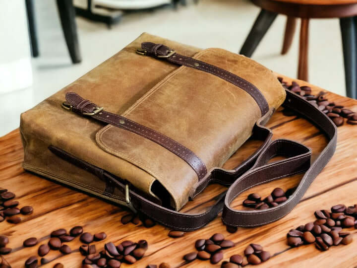 Handmade Leather laptop bag, College Bag, Leather Cross-Body Bag Briefcase