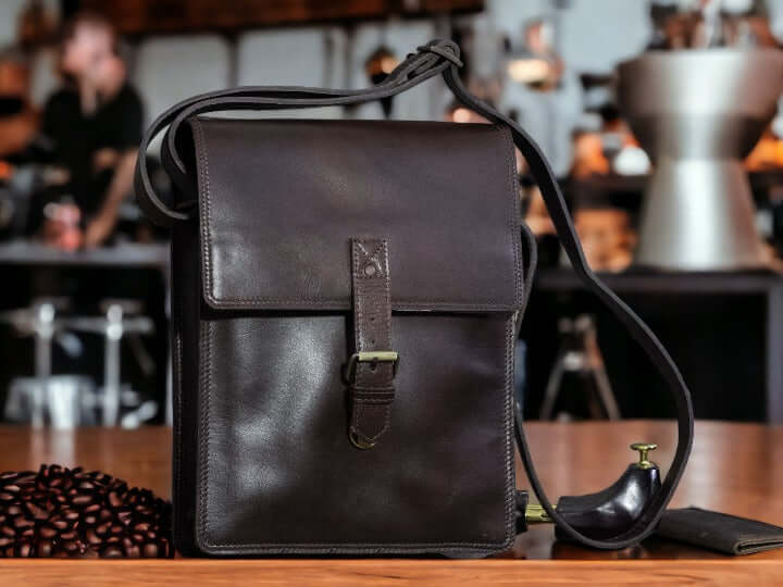 Bespoke Men's Dark Brown Shoulder Bag , Cross Body Genuine Leather Bag