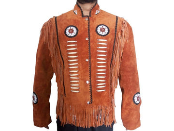 Men's Western Suede Jacket, Brown Fringe Cowboy Jacket