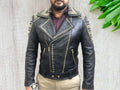 Handmade Men's Black Studded Leather Jacket, Men's Zipper Leather Jacket, Biker Jacket