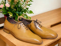 Handmade Tan Genuine Leather Dress Shoes, Men's Formal  Shoes