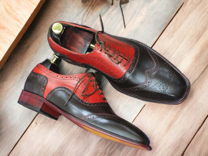 New Hand Painted Genuine Leather Shoes, Men's Dress Lace Up Brogue Shoes