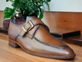 Handmade Brown leather Buckle Shoes, Men's Loafer Shoes