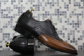 Handmade Brown Black Zipper Shoes, Men's Wing Tip Office Leather Shoes