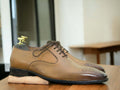 Men's Brown Whole Cut Leather Lace Up Shoes, Outerwear Shoes, Men's Designer Shoes