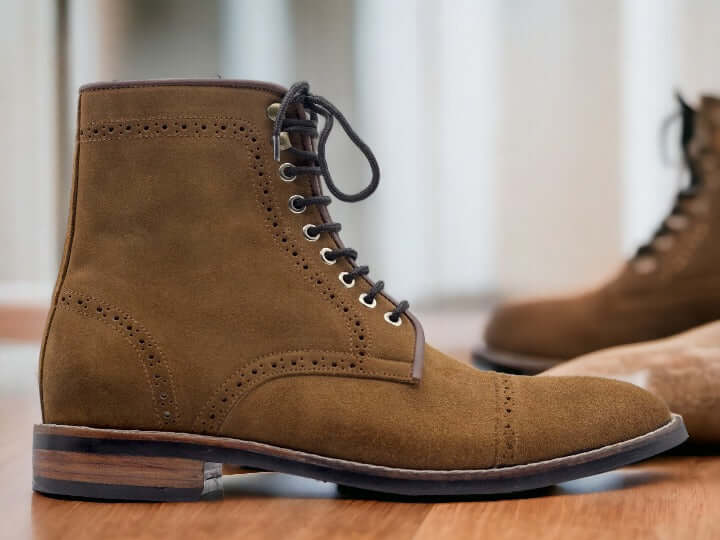 Ankle High Men's Brown Suede Boot, Handmade Boot, Men's Classic Boot