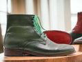 Expertly crafted from 100% genuine leather, these ankle high green boots are handmade for superior quality Chukka boots. Durable and stylish, these boots are perfect for any occasion. Pair them with any outfit for a timeless look.