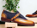 Expertly crafted with hand-painted detailing, these Men's Blue Brown Buckle Leather Shoes exude style and sophistication. The contrasting blue and brown colors add a touch of elegance to any formal outfit. The buckle closure ensures a secure fit, while the high-quality leather provides comfort and durability. Elevate your wardrobe with these stunning formal shoes.