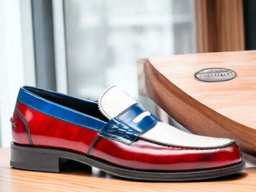 Multi Color Penny Loafer Leather Shoes