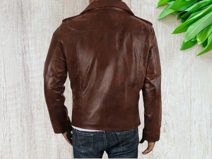 This new men's brown button leather jacket offers both style and functionality. Made with high-quality leather, it features a timeless design with button closures for a classic look. Perfect for any occasion, it's a must-have addition to any wardrobe. Upgrade your style game with this durable and versatile jacket.