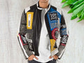 Upgrade your style with our Mens Multi color Studded Printed Logos Punk Leather Jacket. Made from the highest quality leather, this jacket features bold and edgy studded and printed logos for a unique look. Perfect for any occasion, this jacket will make you stand out from the crowd and elevate your fashion game.