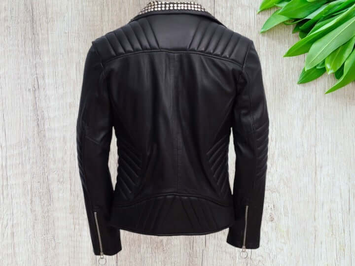 Upgrade your style with our Black Silver Studded Leather Jacket for men. Made with high-quality materials, this jacket boasts a stylish design with silver studs. The leather fabric offers durability and comfort, making it a must-have for any fashion-forward man. Elevate your wardrobe today.