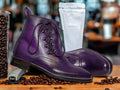 Ankle High Purple Side Lace Up Leather Boot, Handmade Boot, Luxury Fashion Boot