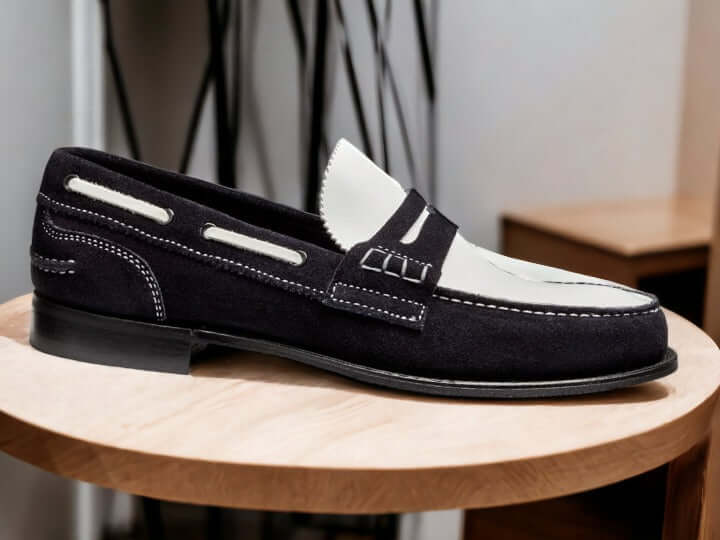 These sleek and stylish Handmade Men Suede Black Loafer Shoes are the perfect combination of comfort and luxury. Crafted with premium suede leather, these shoes provide optimal support and all-day comfort. The classic design of these shoes will never go out of fashion.