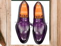 These Men's Purple Split Toe Loafer Shoes are both stylish and sophisticated. Handmade from high-quality leather, these formal shoes are the perfect addition to any wardrobe. With a unique split toe design, these shoes offer a modern twist on a classic loafer style. Elevate your look with these expertly crafted shoes.