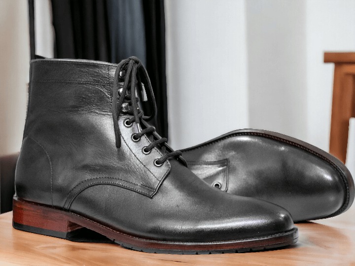 Expertly handcrafted, these Ankle High Brown Lace Up Leather Boots are a stylish addition to any wardrobe. The side lace-up design offers both fashion and function, ensuring a perfect fit every time. Made from high-quality leather, these boots are perfect for any occasion and are sure to elevate your style.