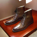 Handmade Men Alligator Dress Boots Cap Toe Designer elegant Boots