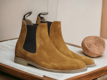 Bespoke Handmade Beige Colour Chelsea Boots, Dress Formal Slip On Boots