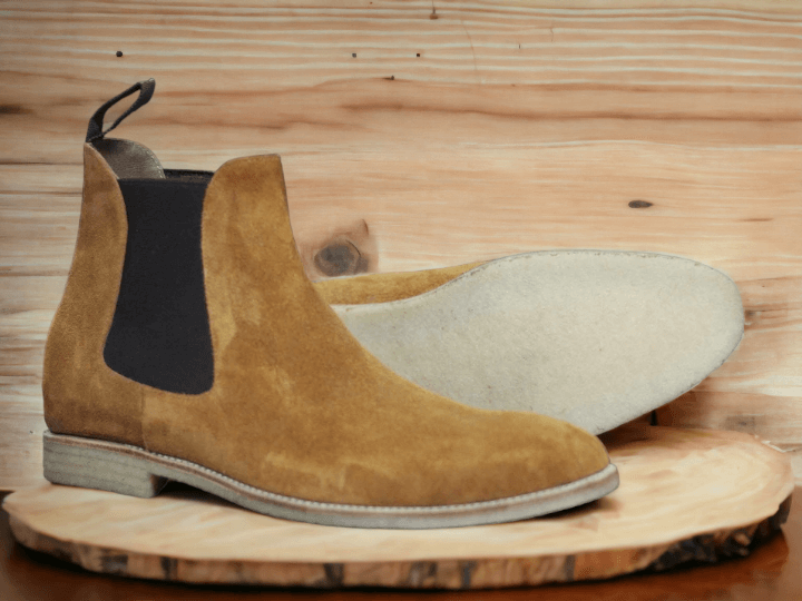 Bespoke Handmade Beige Colour Chelsea Boots, Dress Formal Slip On Boots