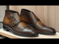 Bespoke Handmade Double Monk Boots, Vintage Look Buckle Ankle Boots