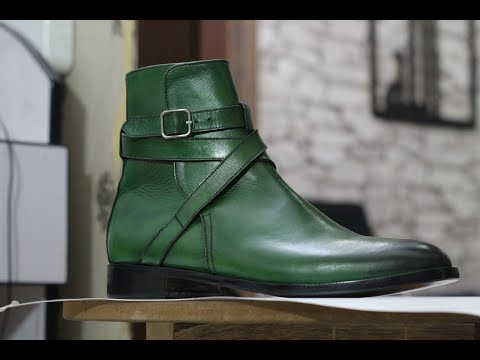 Handmade Men Green Jodhpur's Leather Boots, Patina Leather Jodhpur Boots