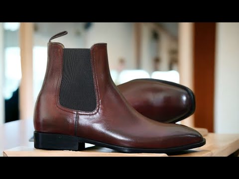 Handmade Ankle High Burgundy Chelsea Leather Boots