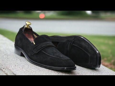 Bespoke New Black Suede Penny Loafer Shoes, Men's Slip On Casual Shoes, Street Wear Shoes