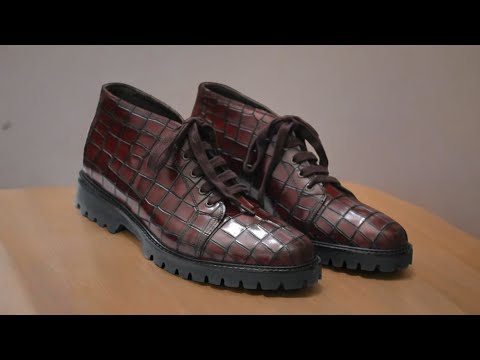 Men Handmade Alligator Designer Sneakers For Men, Lace up Leather Shoes