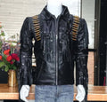 Handmade Men Slim Leather Jacket, Zipper Jackets, Men's Fashion Leather Fringe Jacket