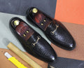 Bespoke Handmade Alligator Texture Leather Loafers, Black Round Toe Dress Formal Slip On Moccasins - Luxury Shelfs